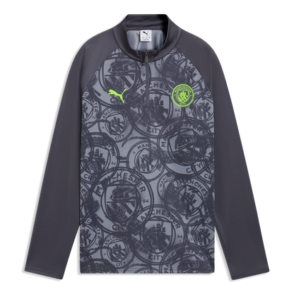 Kids' Manchester City Pre-Match 1/4 Zip Top - Galactic Gray-Pro Green