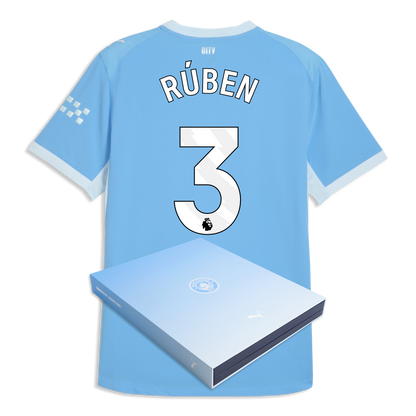 Manchester City Home Authentic Jersey 2026/27 With RÚBEN 3 Printing in Gift Box - Team Light Blue-Icy Blue