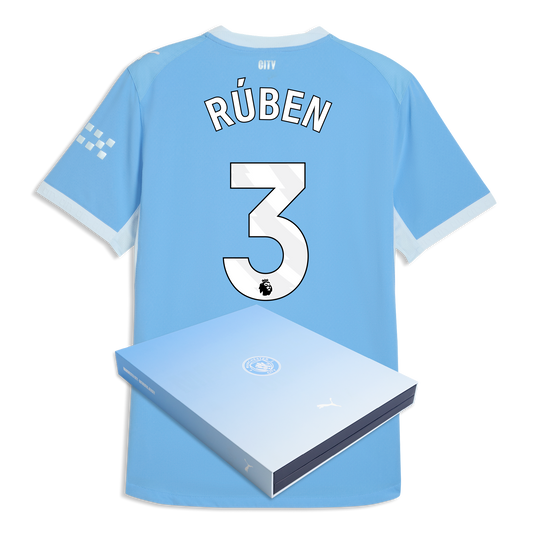 Manchester City Home Authentic Jersey 2026/27 With RÚBEN 3 Printing in Gift Box - Team Light Blue-Icy Blue