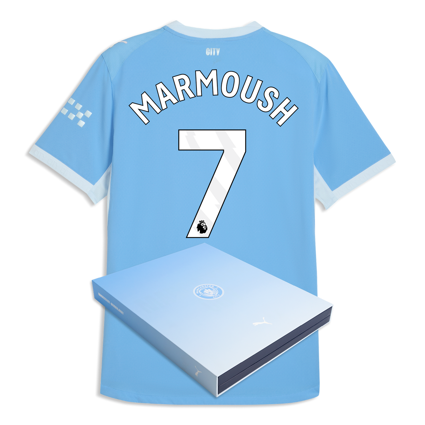Manchester City Home Authentic Jersey 2026/27 With MARMOUSH 7 Printing in Gift Box - Team Light Blue-Icy Blue