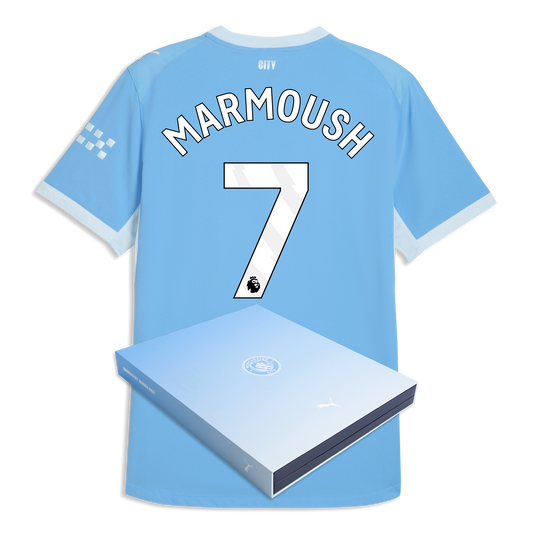 Manchester City Home Authentic Jersey 2026/27 With MARMOUSH 7 Printing in Gift Box - Team Light Blue-Icy Blue