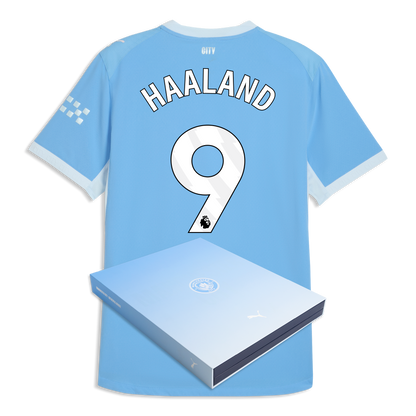 Manchester City Home Authentic Jersey 2026/27 With HAALAND 9 Printing in Gift Box - Team Light Blue-Icy Blue