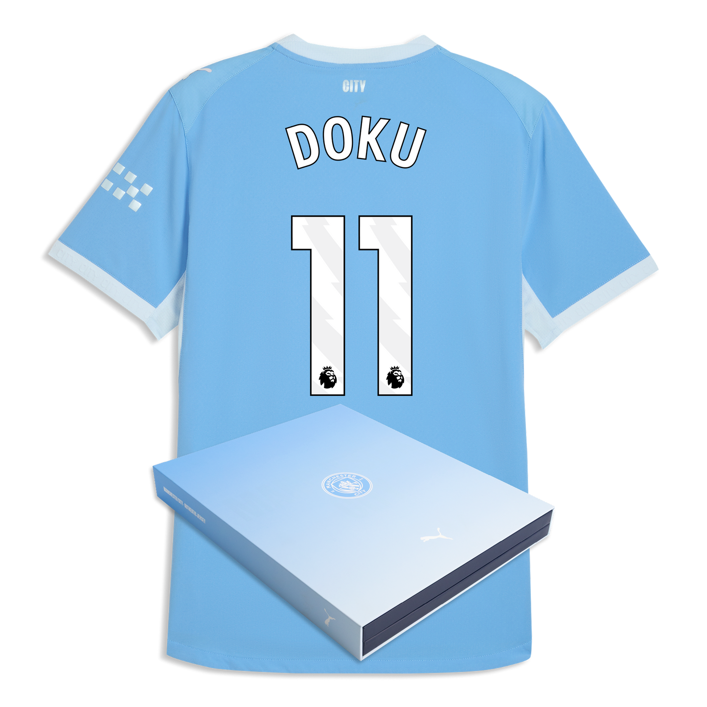 Manchester City Home Authentic Jersey 2026/27 With DOKU 11 Printing in Gift Box - Team Light Blue-Icy Blue