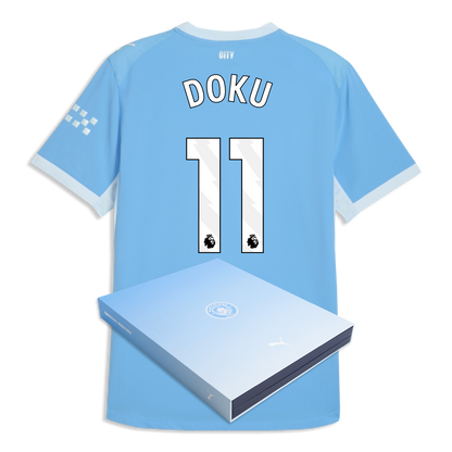 Manchester City Home Authentic Jersey 2026/27 With DOKU 11 Printing in Gift Box - Team Light Blue-Icy Blue