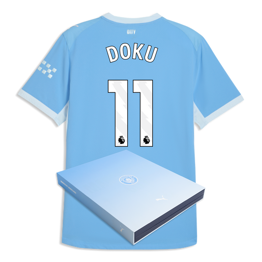 Manchester City Home Authentic Jersey 2026/27 With DOKU 11 Printing in Gift Box - Team Light Blue-Icy Blue