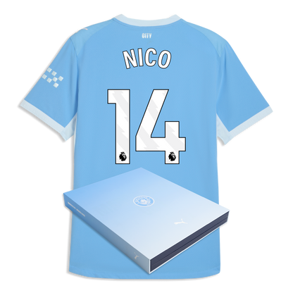 Manchester City Home Authentic Jersey 2026/27 With NICO 14 Printing in Gift Box - Team Light Blue-Icy Blue