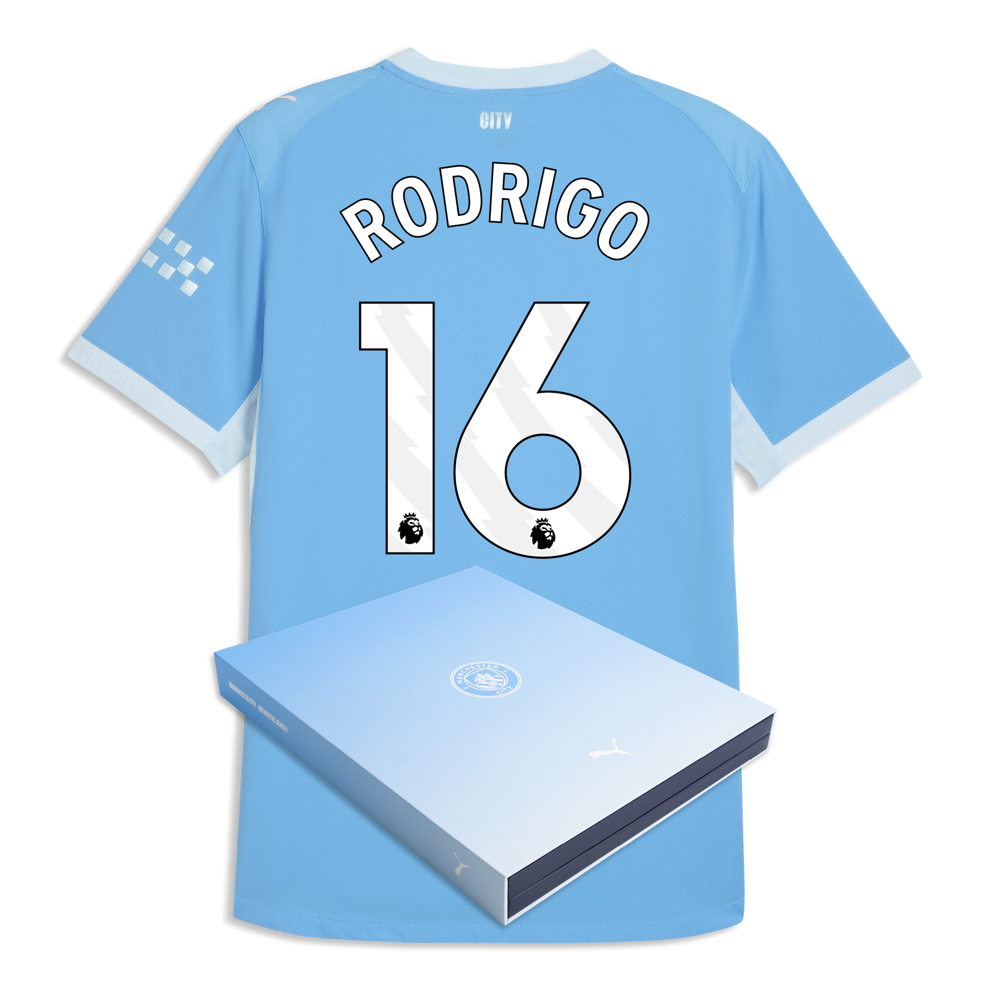 Manchester City Home Authentic Jersey 2026/27 With RODRIGO 16 Printing in Gift Box - Team Light Blue-Icy Blue