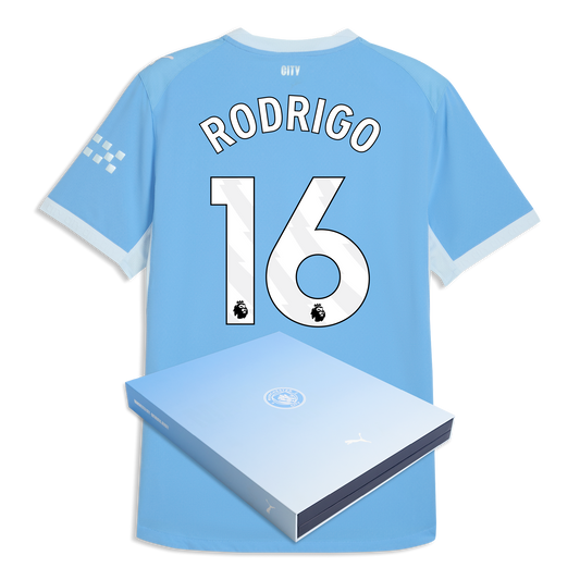 Manchester City Home Authentic Jersey 2026/27 With RODRIGO 16 Printing in Gift Box - Team Light Blue-Icy Blue