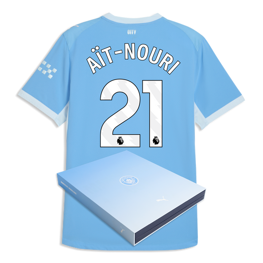 Manchester City Home Authentic Jersey 2026/27 With AÏT-NOURI 21 Printing in Gift Box - Team Light Blue-Icy Blue