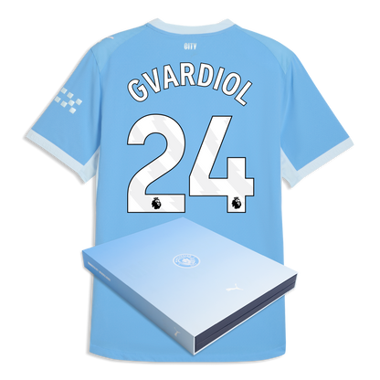 Manchester City Home Authentic Jersey 2026/27 With GVARDIOL 24 Printing in Gift Box - Team Light Blue-Icy Blue