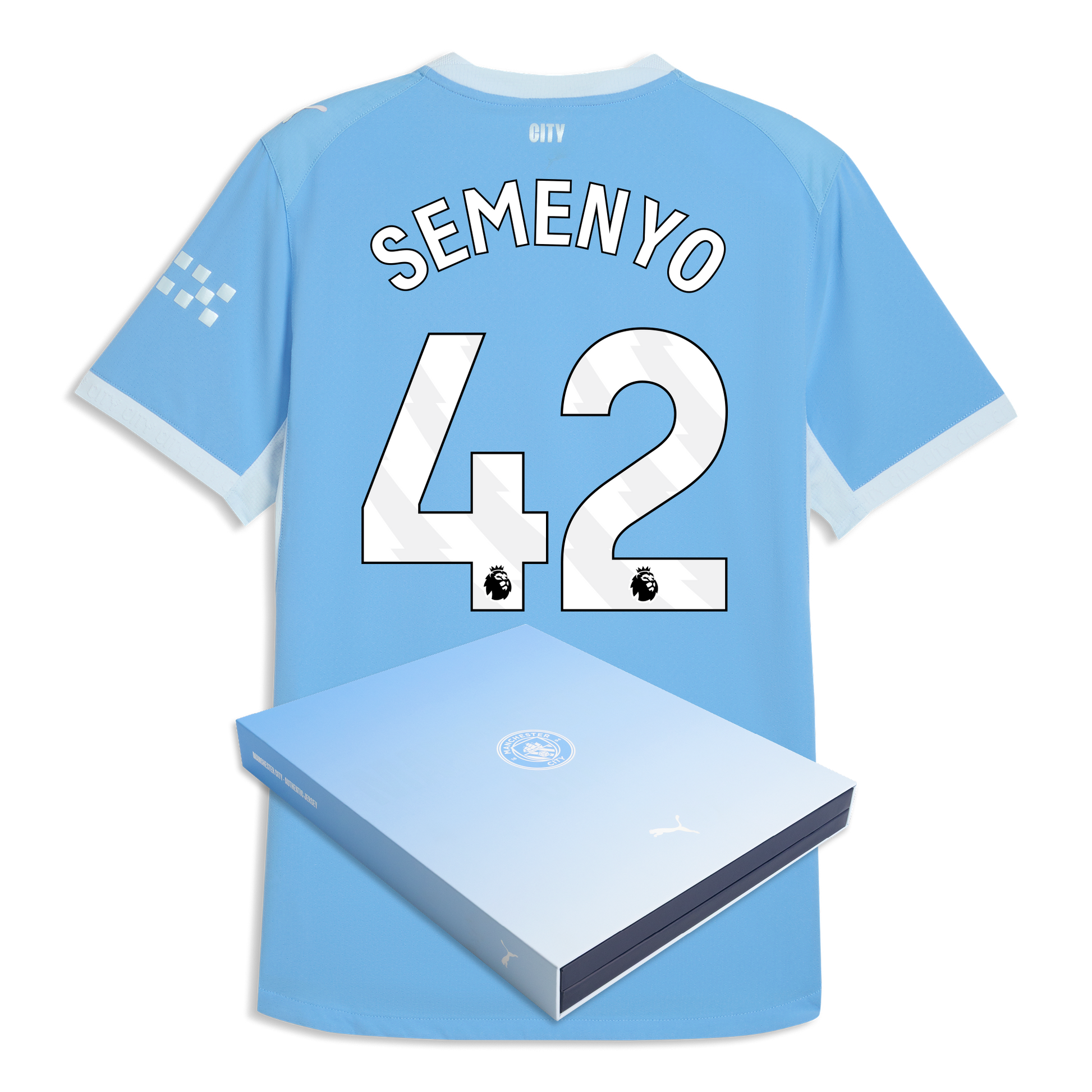 Manchester City Home Authentic Jersey 2026/27 With SEMENYO 42 Printing in Gift Box - Team Light Blue-Icy Blue
