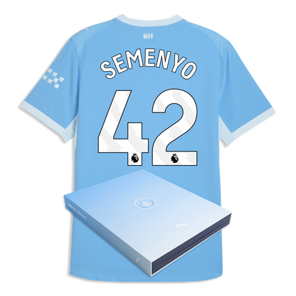 Manchester City Home Authentic Jersey 2026/27 With SEMENYO 42 Printing in Gift Box - Team Light Blue-Icy Blue