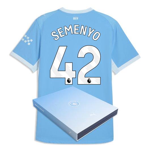 Manchester City Home Authentic Jersey 2026/27 With SEMENYO 42 Printing in Gift Box - Team Light Blue-Icy Blue