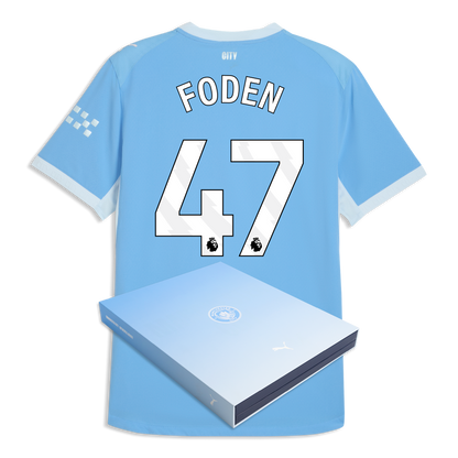 Manchester City Home Authentic Jersey 2026/27 With FODEN 47 Printing in Gift Box - Team Light Blue-Icy Blue