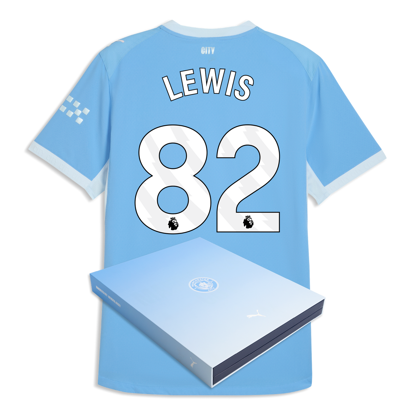 Manchester City Home Authentic Jersey 2026/27 With LEWIS 82 Printing in Gift Box - Team Light Blue-Icy Blue