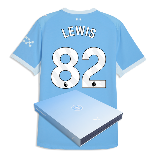 Manchester City Home Authentic Jersey 2026/27 With LEWIS 82 Printing in Gift Box - Team Light Blue-Icy Blue