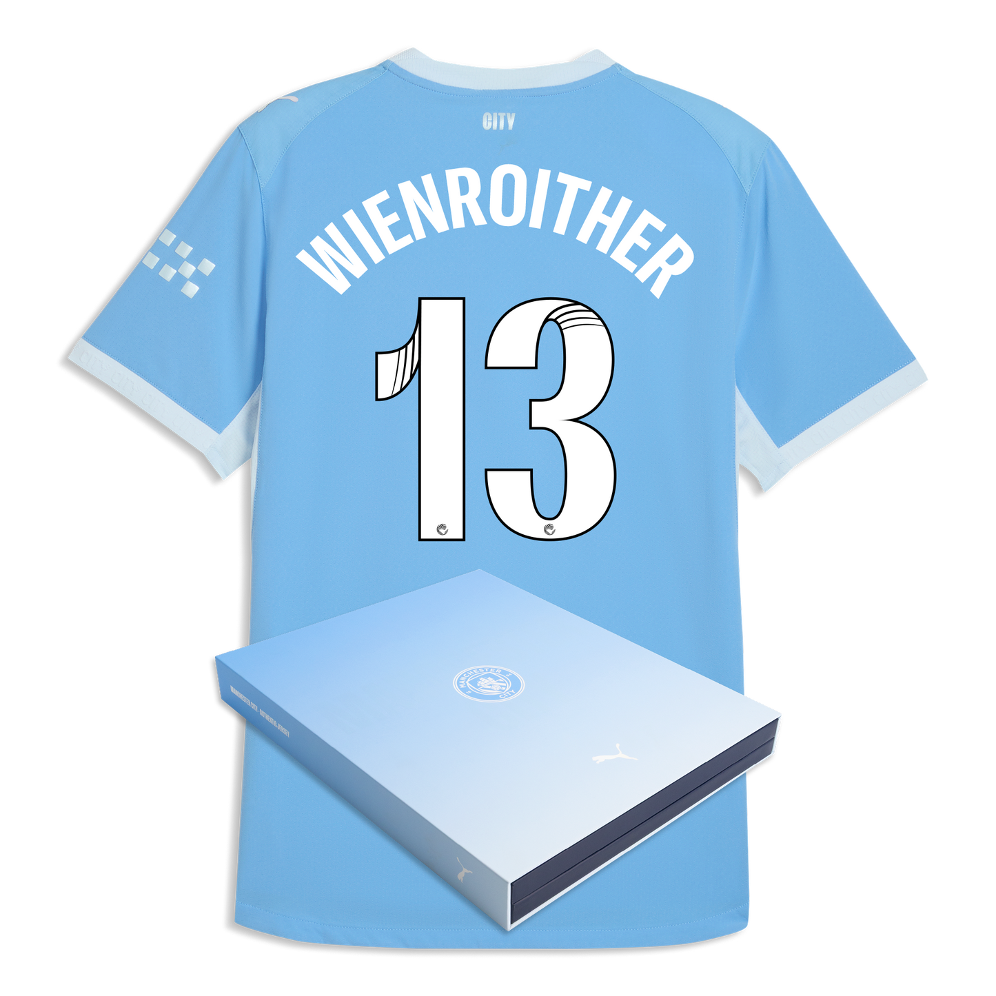 Manchester City Home Authentic Jersey 2026/27 With WIENROITHER 13 Printing in Gift Box