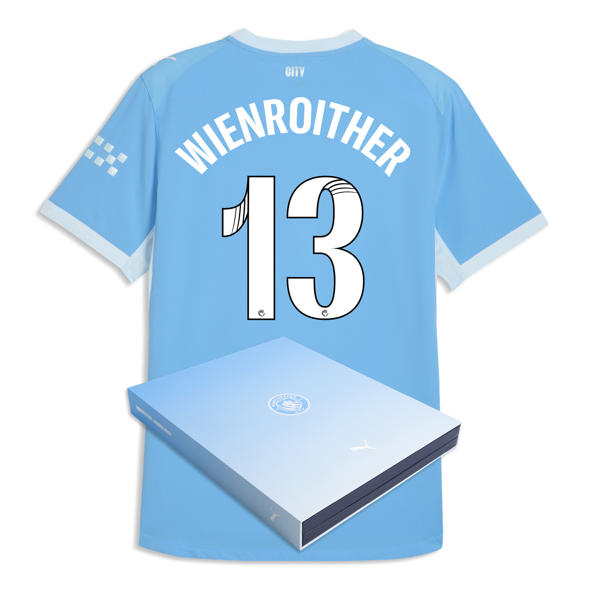 Manchester City Home Authentic Jersey 2026/27 With WIENROITHER 13 Printing in Gift Box