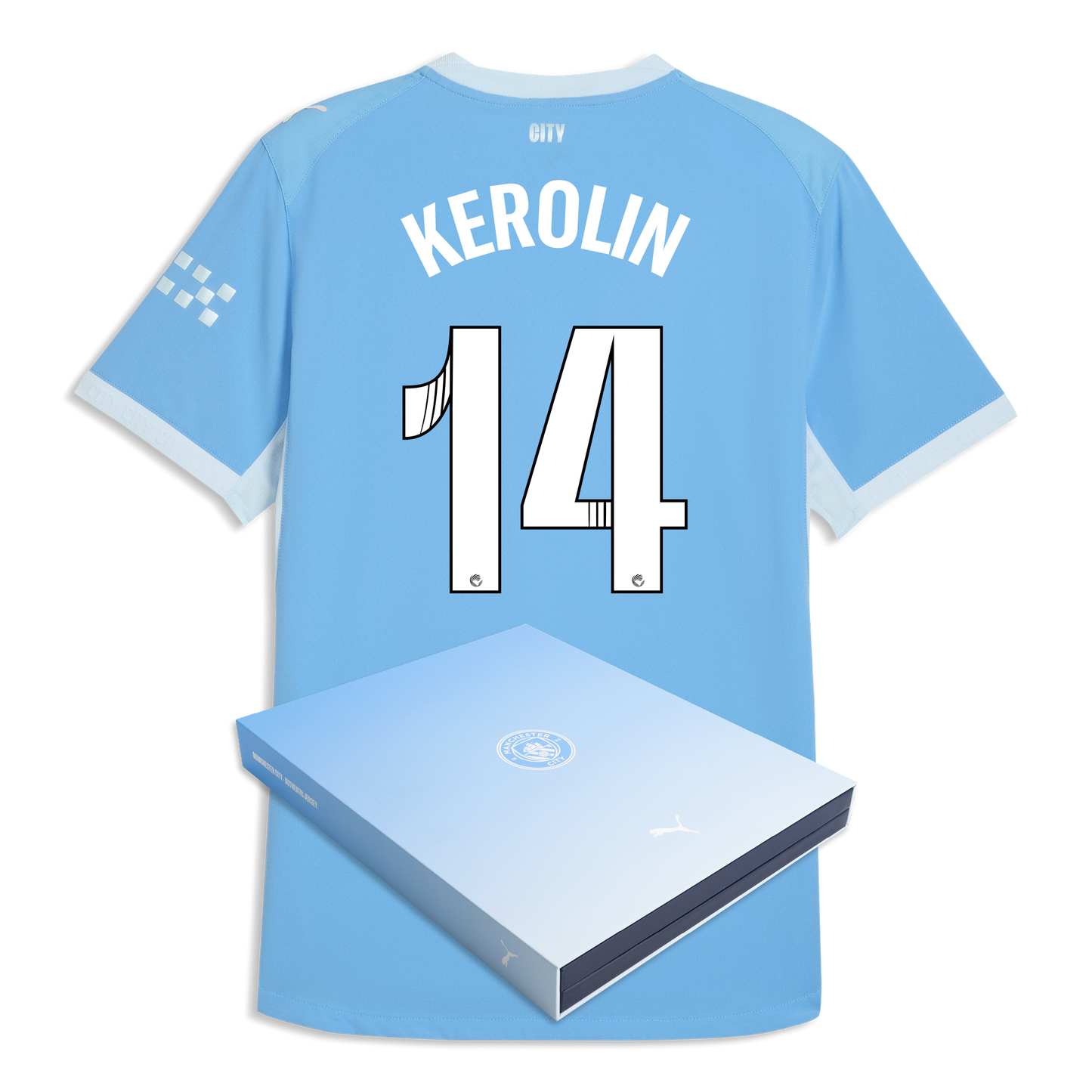 Manchester City Home Authentic Jersey 2026/27 With KEROLIN 14 Printing in Gift Box