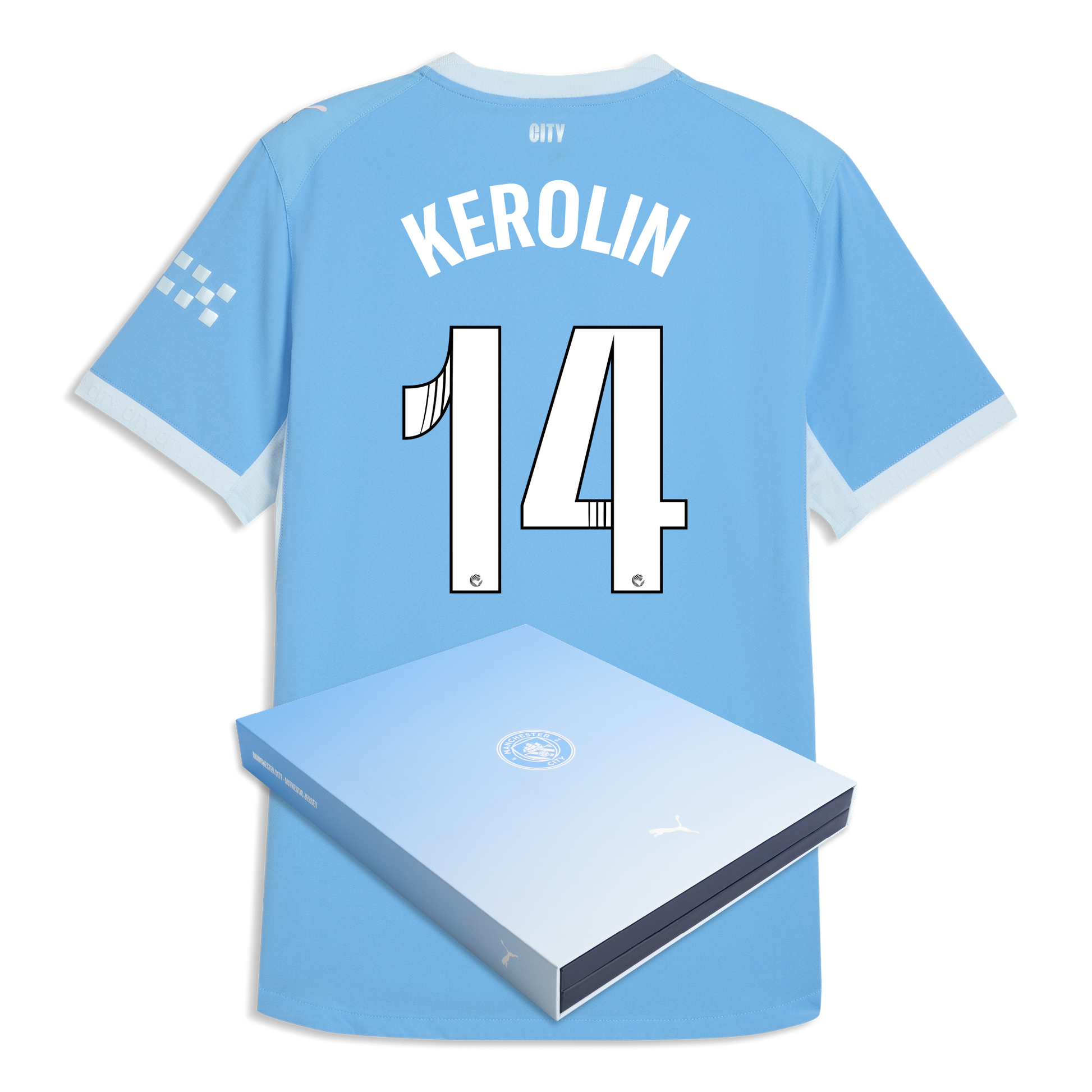 Manchester City Home Authentic Jersey 2026/27 With KEROLIN 14 Printing in Gift Box