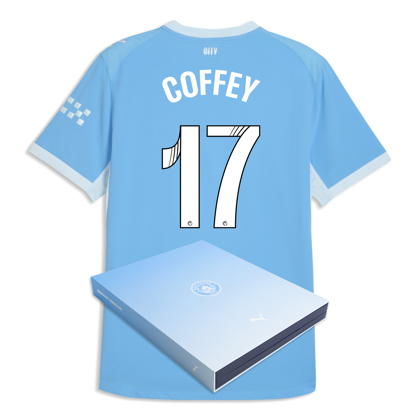 Manchester City Home Authentic Jersey 2026/27 With COFFEY 17 Printing in Gift Box