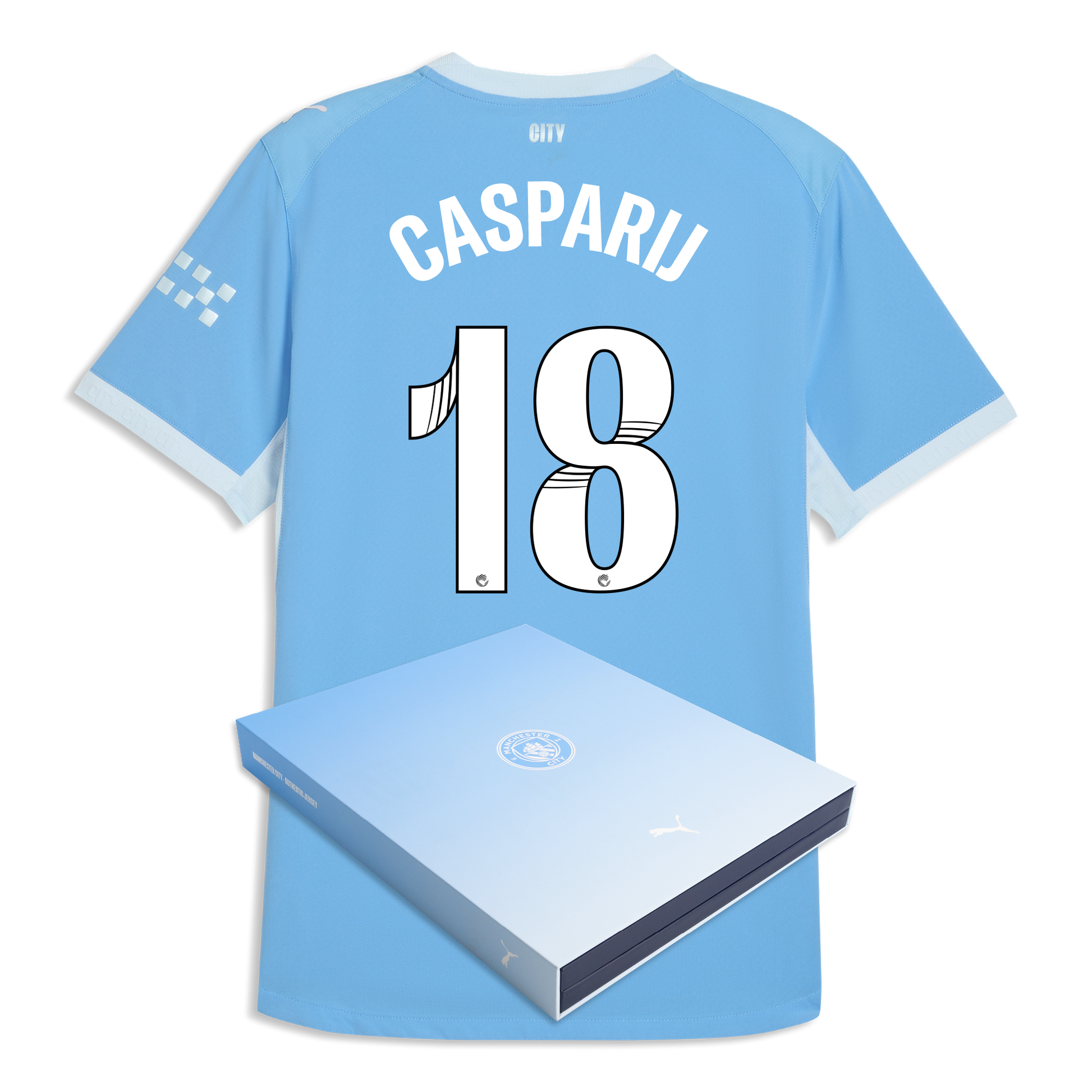 Manchester City Home Authentic Jersey 2026/27 With CASPARIJ 18 Printing in Gift Box