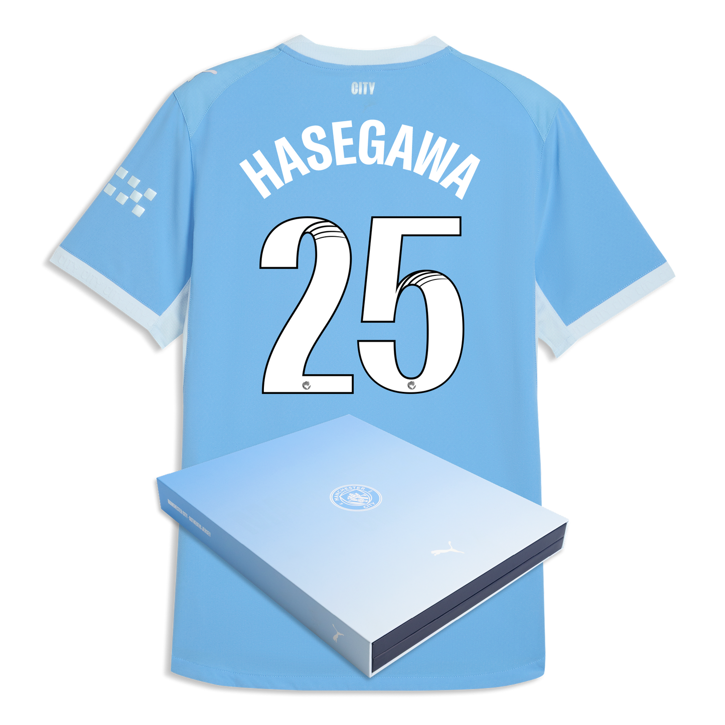 Manchester City Home Authentic Jersey 2026/27 With HASEGAWA 25 Printing in Gift Box