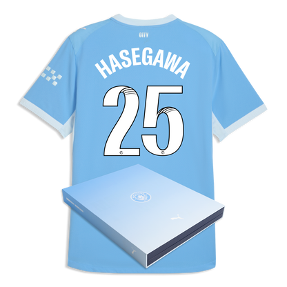 Manchester City Home Authentic Jersey 2026/27 With HASEGAWA 25 Printing in Gift Box