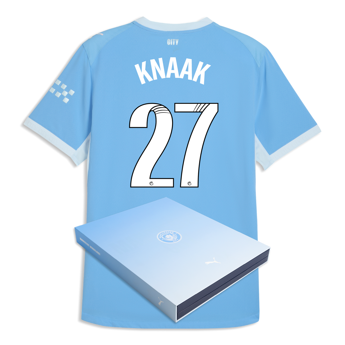 Manchester City Home Authentic Jersey 2026/27 With KNAAK 27 Printing in Gift Box