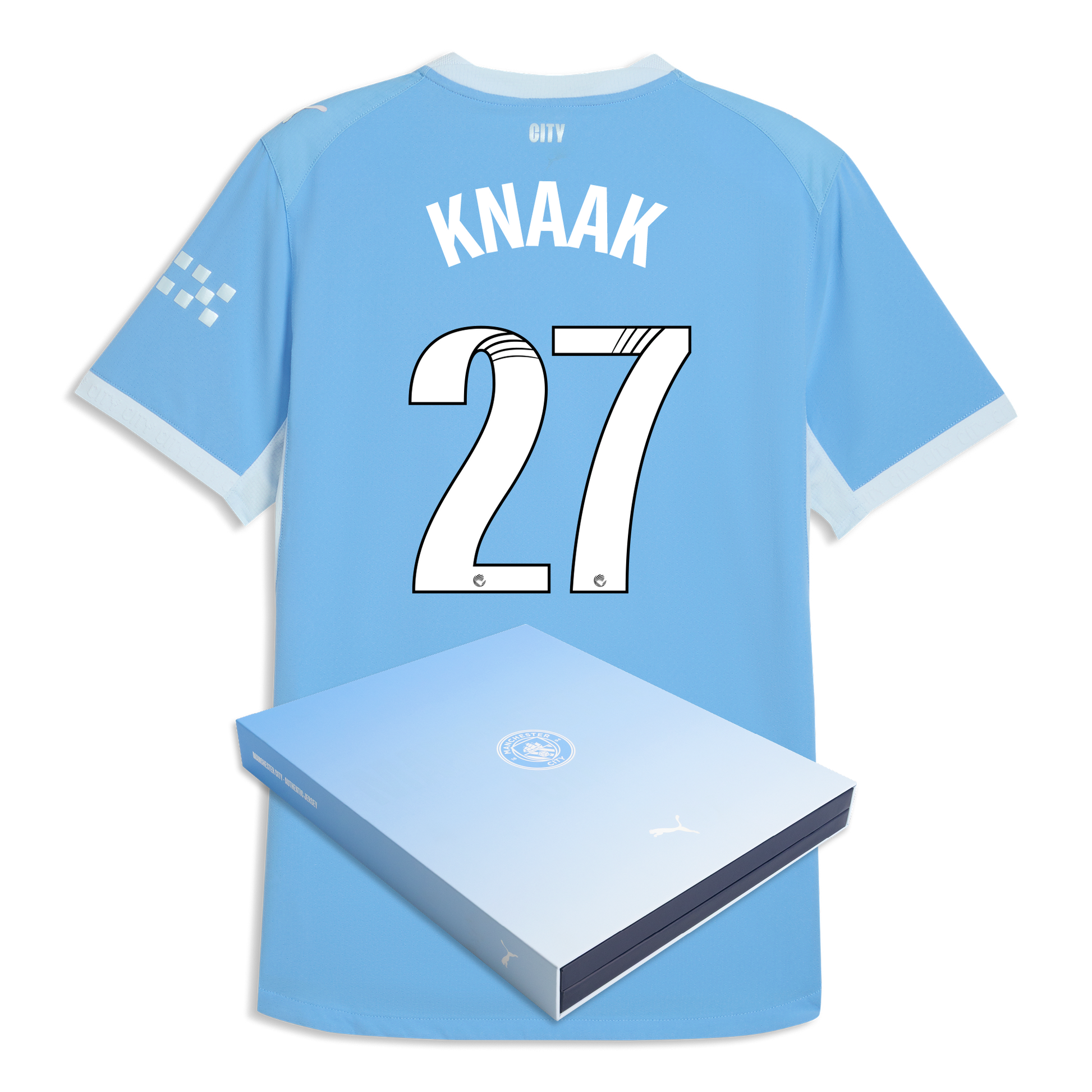 Manchester City Home Authentic Jersey 2026/27 With KNAAK 27 Printing in Gift Box