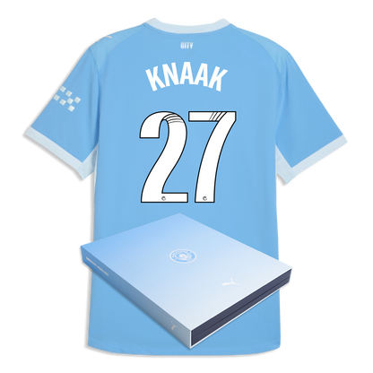 Manchester City Home Authentic Jersey 2026/27 With KNAAK 27 Printing in Gift Box