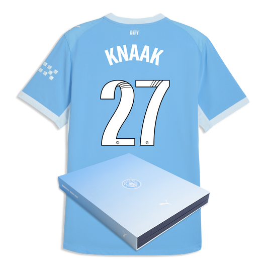 Manchester City Home Authentic Jersey 2026/27 With KNAAK 27 Printing in Gift Box