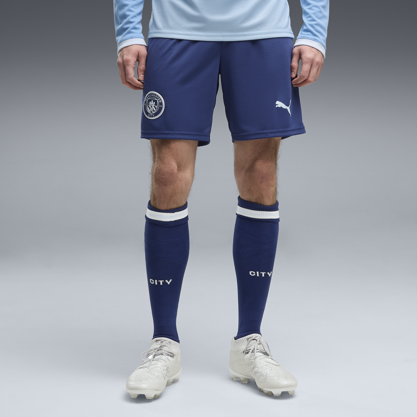Manchester City Football Shorts 2026/27 With #45 - Blue Jewel-Icy Blue