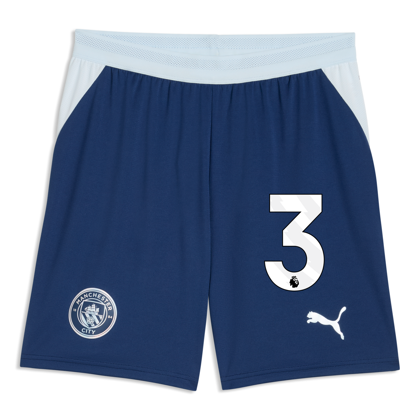 Manchester City Football Shorts 2026/27 With #3 - Blue Jewel-Icy Blue