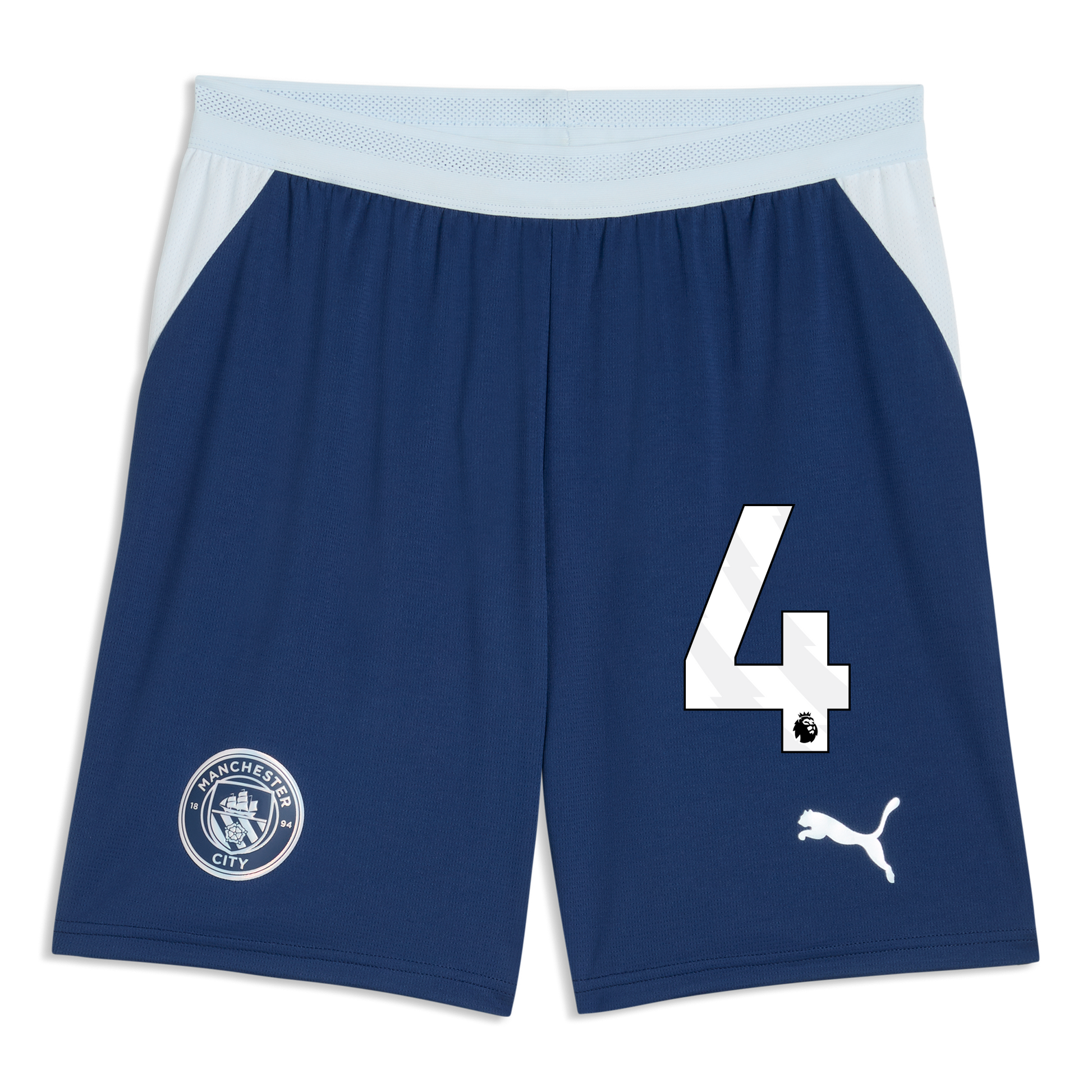 Manchester City Football Shorts 2026/27 With #4 - Blue Jewel-Icy Blue