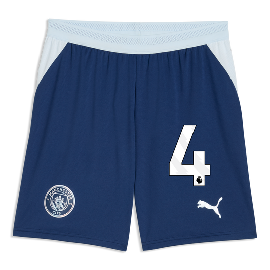 Manchester City Football Shorts 2026/27 With #4 - Blue Jewel-Icy Blue