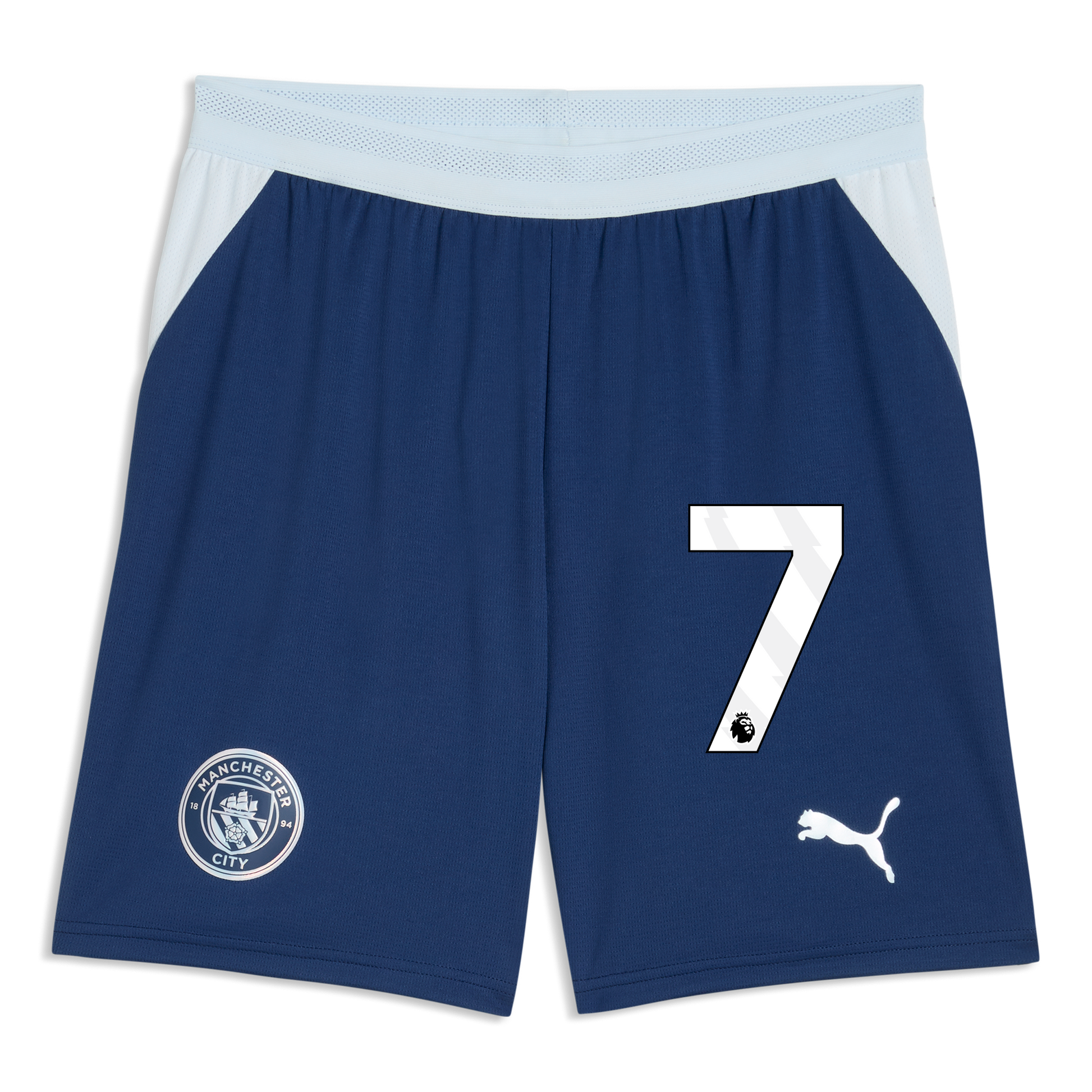 Manchester City Football Shorts 2026/27 With #7 - Blue Jewel-Icy Blue