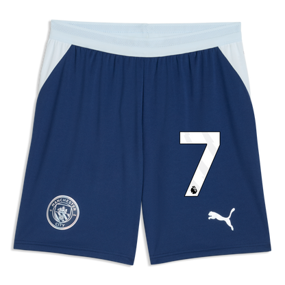 Manchester City Football Shorts 2026/27 With #7 - Blue Jewel-Icy Blue