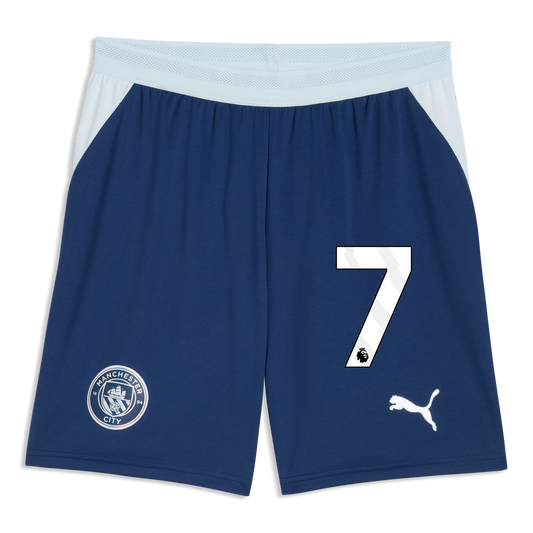 Manchester City Football Shorts 2026/27 With #7 - Blue Jewel-Icy Blue
