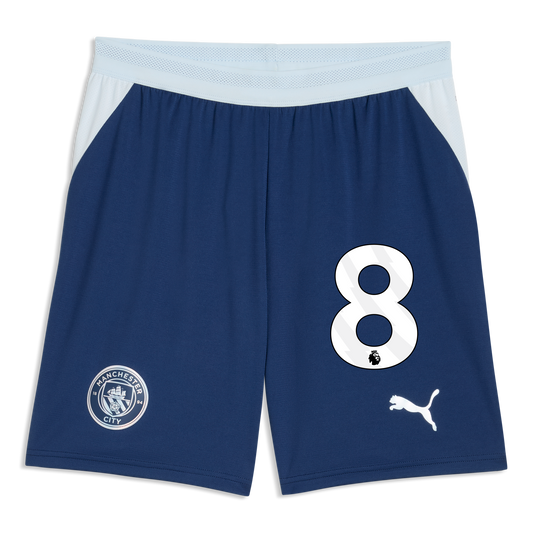 Manchester City Football Shorts 2026/27 With #8 - Blue Jewel-Icy Blue