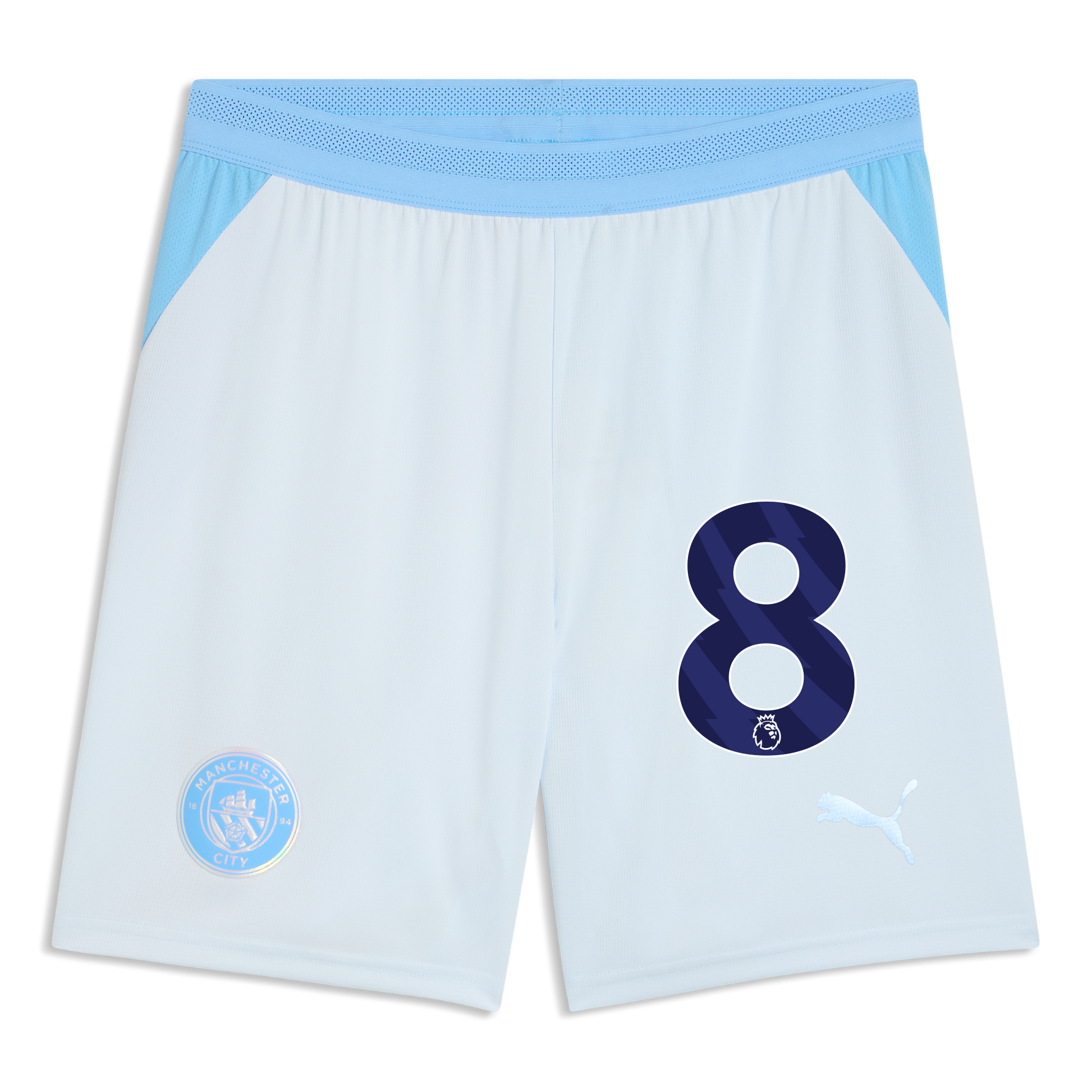 Manchester City Football Shorts 2026/27 With #8 - Icy Blue-Team Light Blue