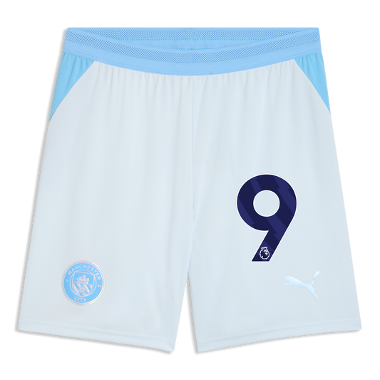 Manchester City Football Shorts 2026/27 With #9 - Icy Blue-Team Light Blue