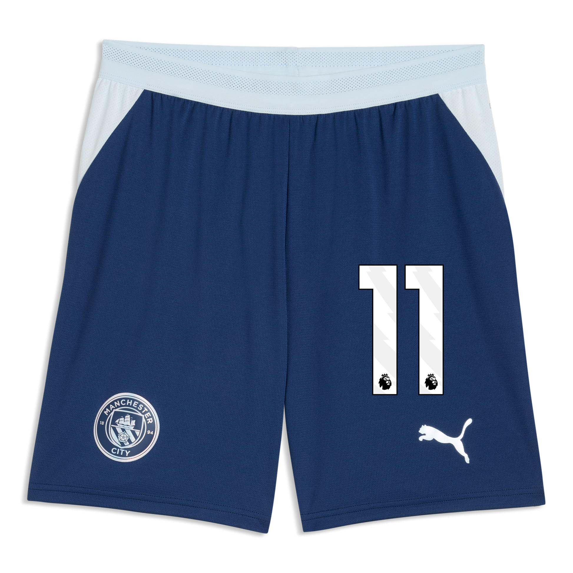Manchester City Football Shorts 2026/27 With #11 - Blue Jewel-Icy Blue