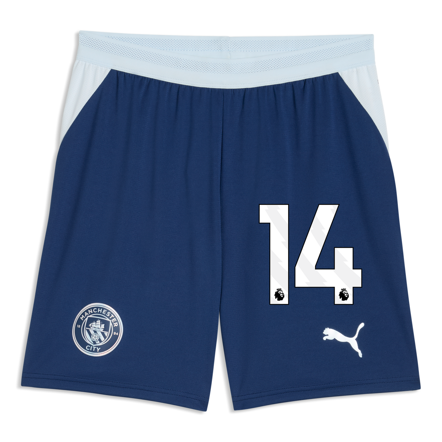 Manchester City Football Shorts 2026/27 With #14 - Blue Jewel-Icy Blue
