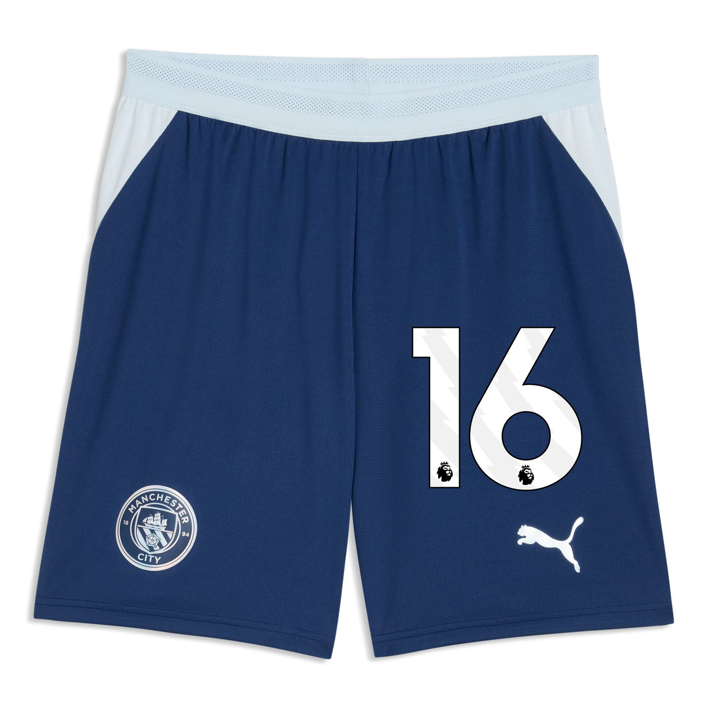 Manchester City Football Shorts 2026/27 With #16 - Blue Jewel-Icy Blue
