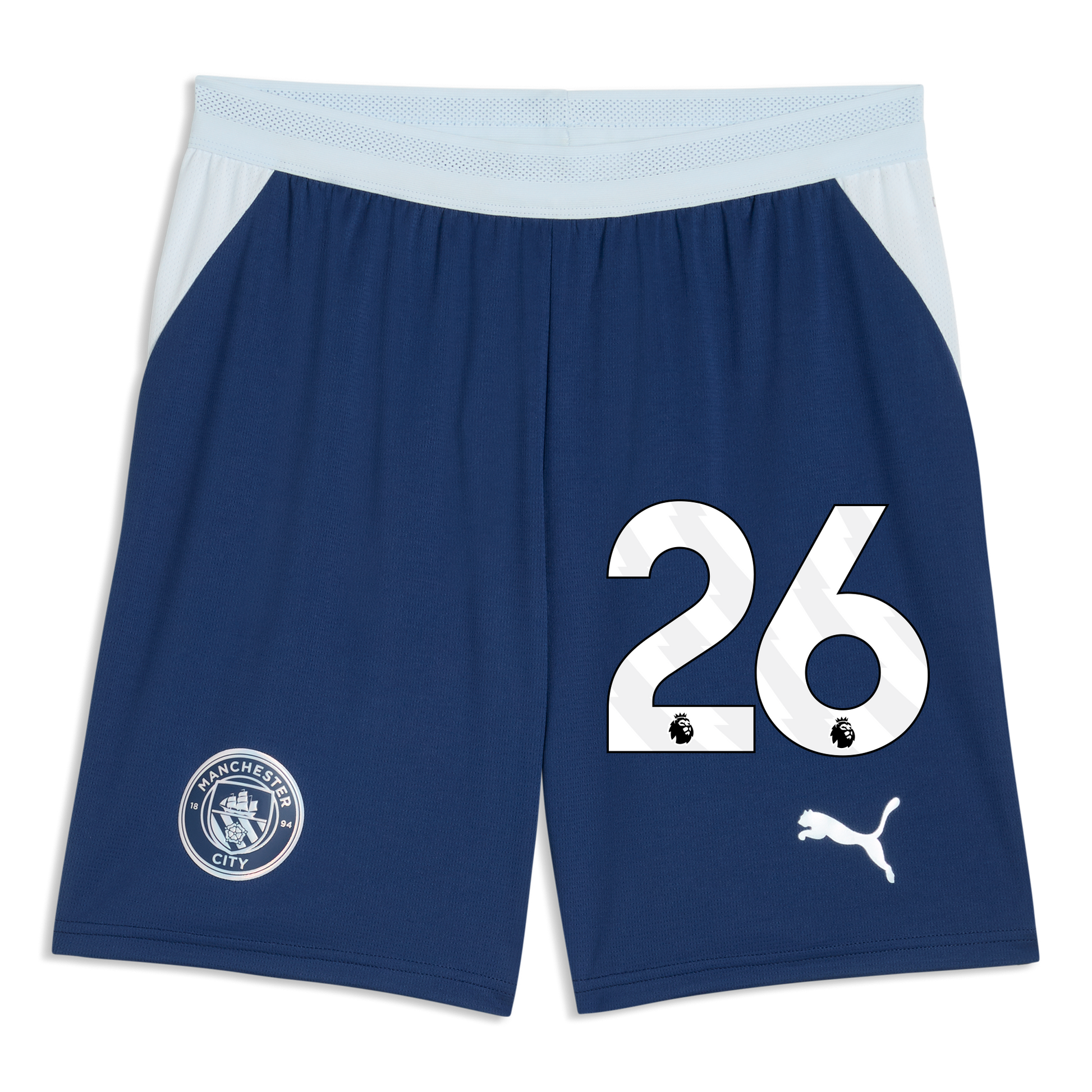 Manchester City Football Shorts 2026/27 With #26 - Blue Jewel-Icy Blue