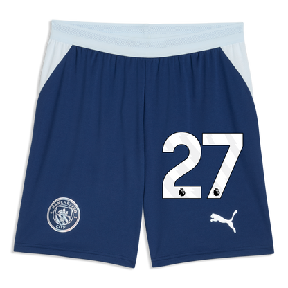 Manchester City Football Shorts 2026/27 With #27 - Blue Jewel-Icy Blue
