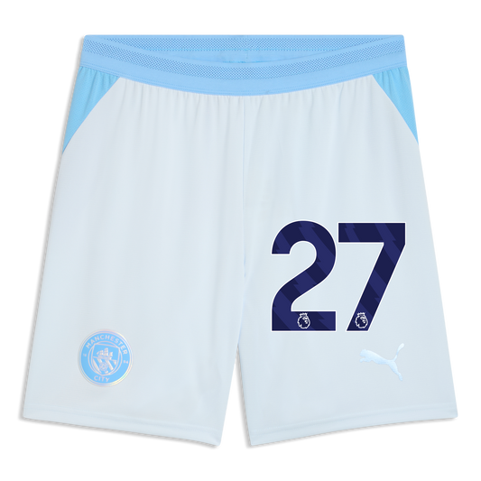 Manchester City Football Shorts 2026/27 With #27 - Icy Blue-Team Light Blue