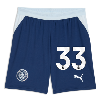Manchester City Football Shorts 2026/27 With #33 - Blue Jewel-Icy Blue