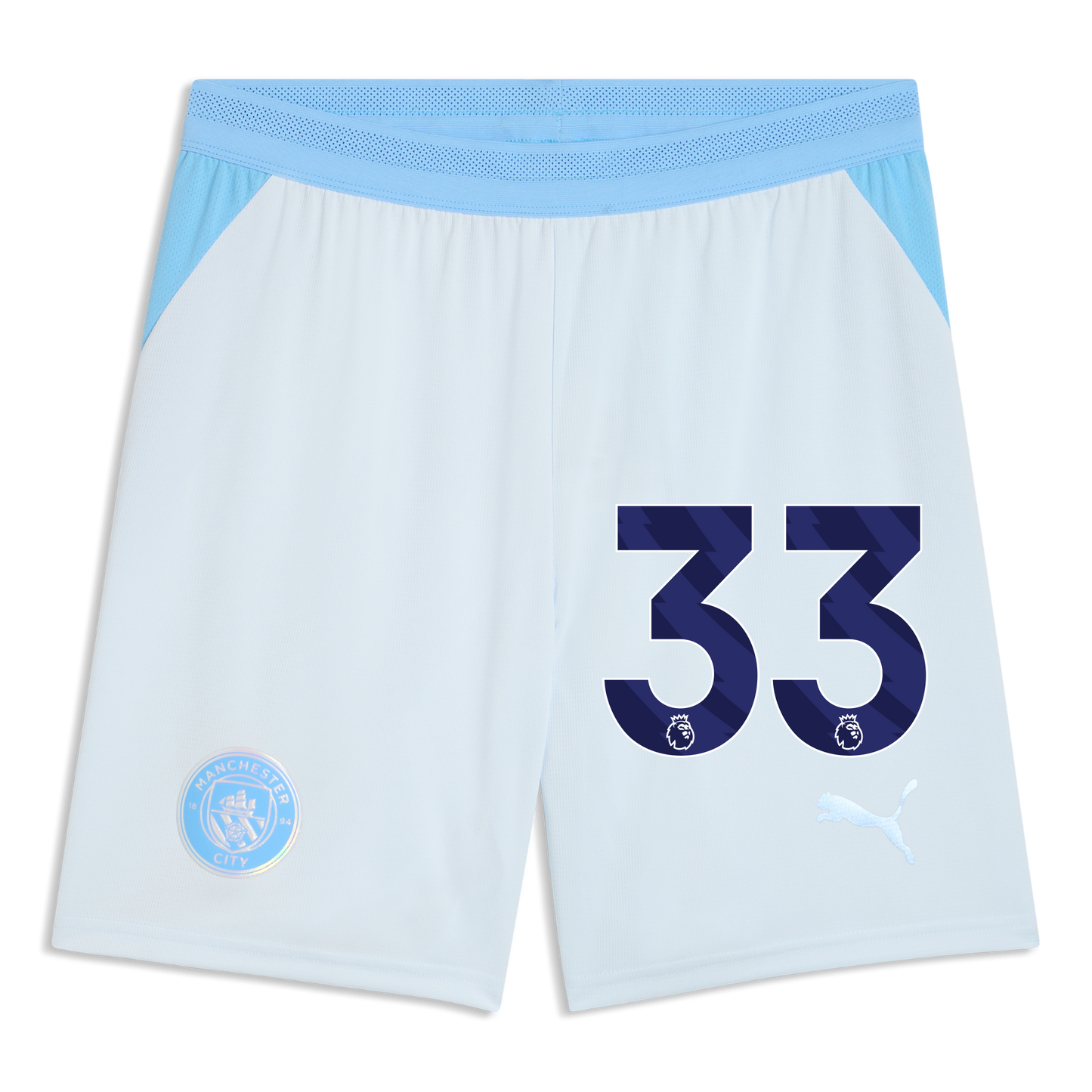 Manchester City Football Shorts 2026/27 With #33 - Icy Blue-Team Light Blue